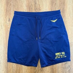 Avirex USA Mens Mesh Aviator Shorts Blue Yellow Long Island City NY Mens Size XL